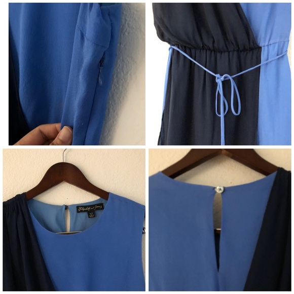 Elizabeth and James Silk Colorblock Draped Dress - Picture 6 of 8